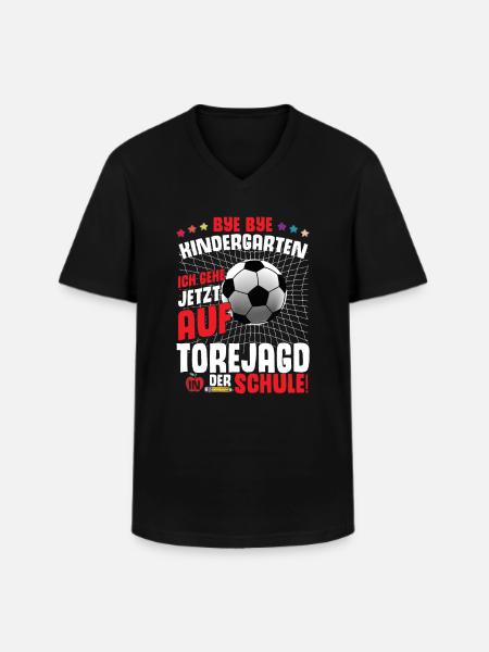 Fußball Einschulung 1. Klasse - Männer-T-Shirt mit V-Ausschnitt - Schwarz