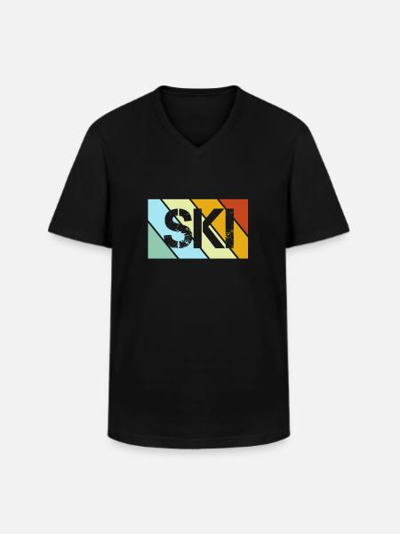 Ski Retro - Men's V-Neck T-Shirt - black