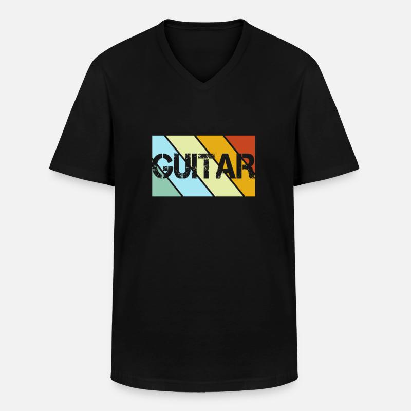 Gitarre Retro - Männer-T-Shirt mit V-Ausschnitt - Schwarz