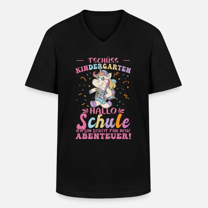 Tschüss Kindergarten Einhorn - Männer-T-Shirt mit V-Ausschnitt - Schwarz