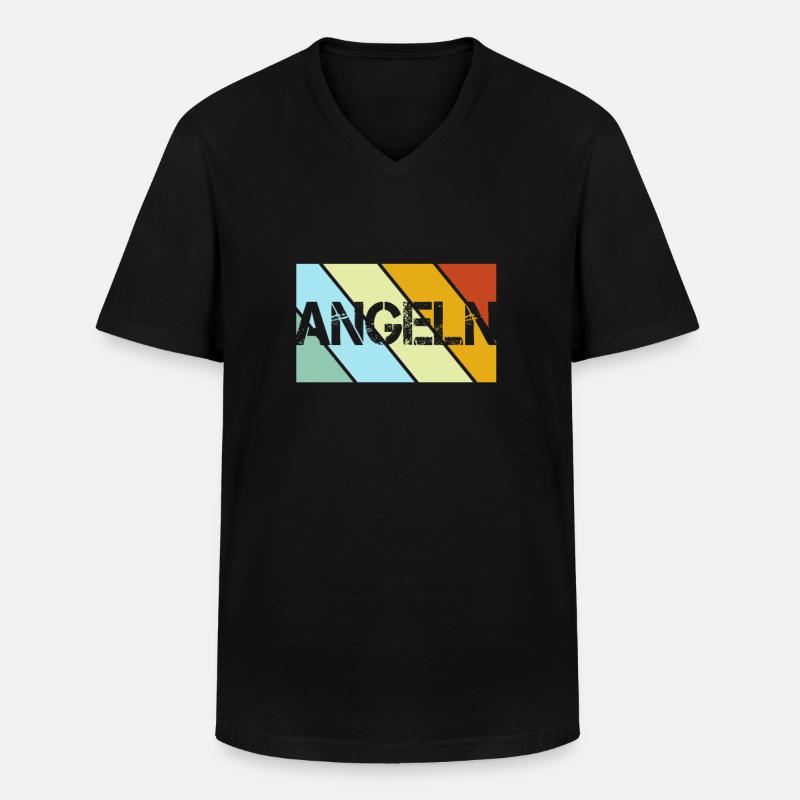 Angeln Retro - Männer-T-Shirt mit V-Ausschnitt - Schwarz