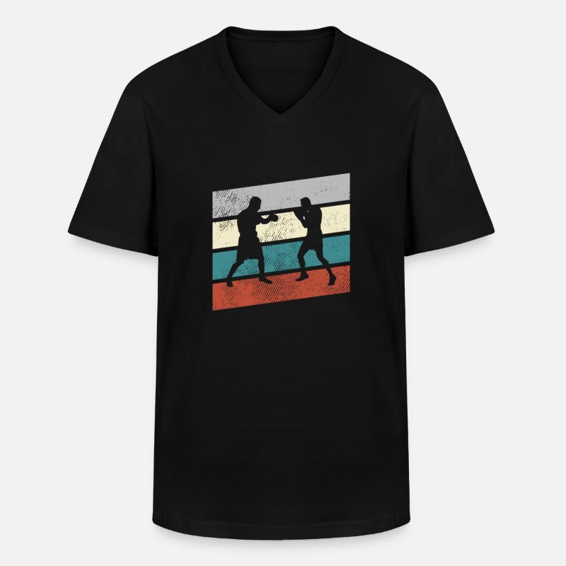 Boxen Retro - Männer-T-Shirt mit V-Ausschnitt - Schwarz