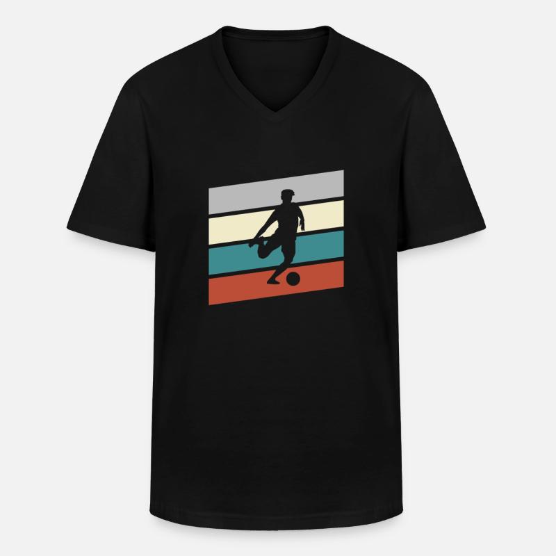 Fußball Retro - Männer-T-Shirt mit V-Ausschnitt - Schwarz