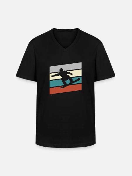 Snowboard Rétro - T-shirt col V Homme - noir
