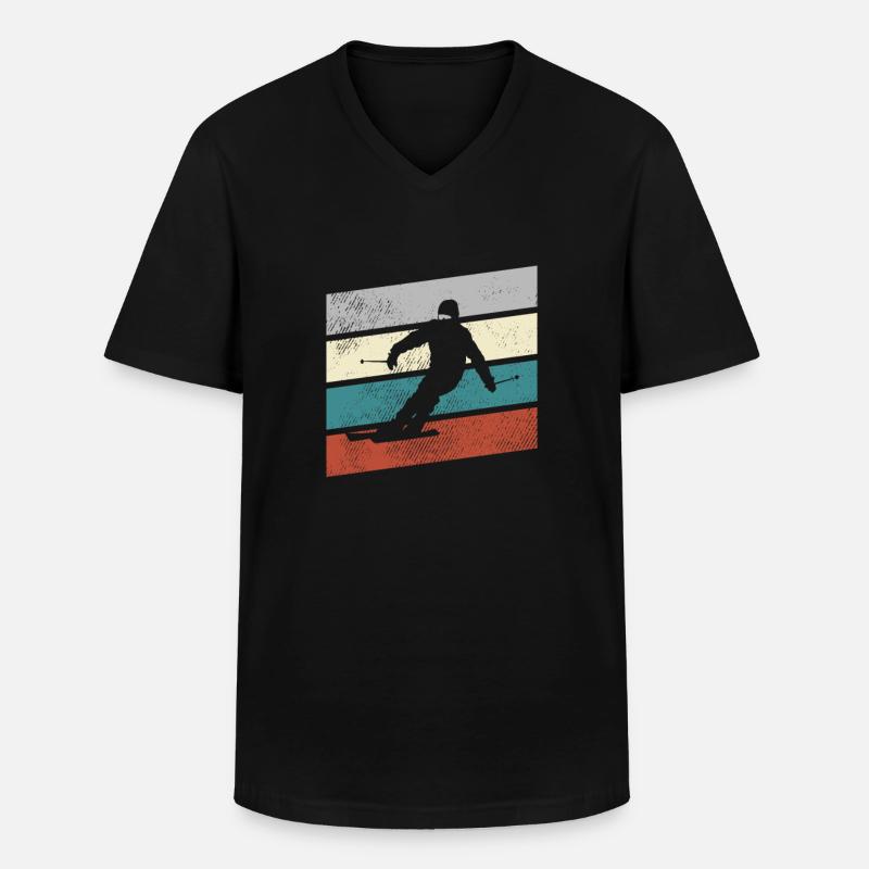 Ski Retro - Männer-T-Shirt mit V-Ausschnitt - Schwarz