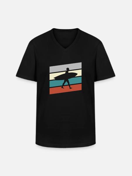 Surfing Retro - Men's V-Neck T-Shirt - black