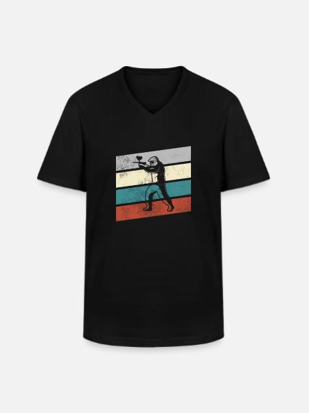Paintball Retro - Men's V-Neck T-Shirt - black