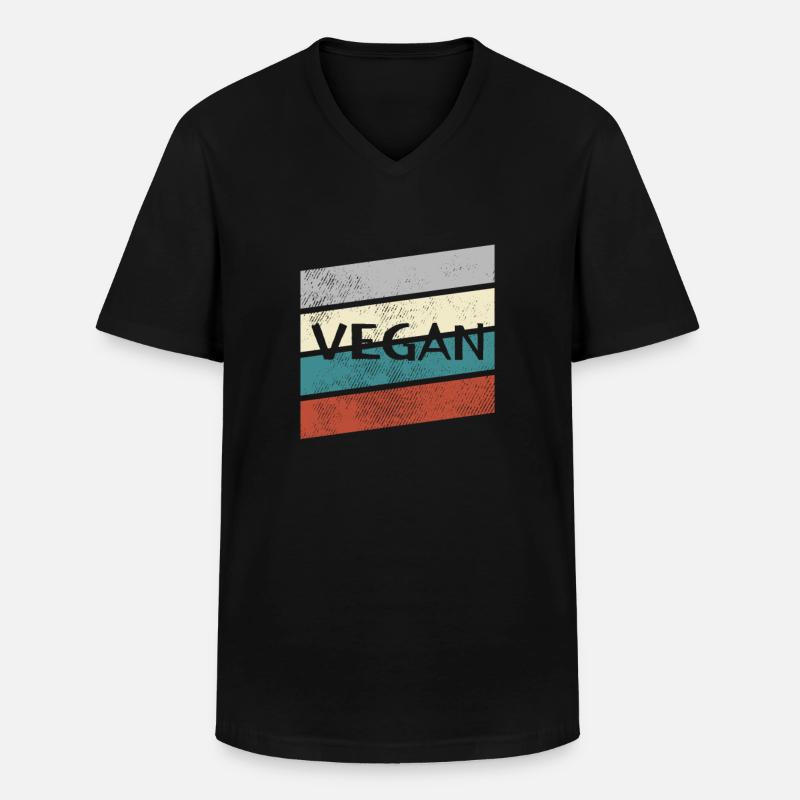 Vegan Retro - Männer-T-Shirt mit V-Ausschnitt - Schwarz
