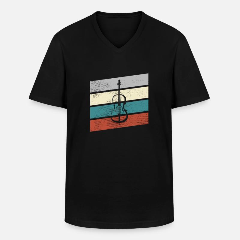 Geige Retro - Männer-T-Shirt mit V-Ausschnitt - Schwarz