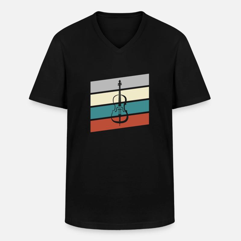 Geige Retro - Männer-T-Shirt mit V-Ausschnitt - Schwarz