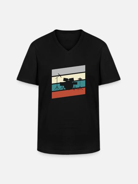 Drums Retro - Men's V-Neck T-Shirt - black