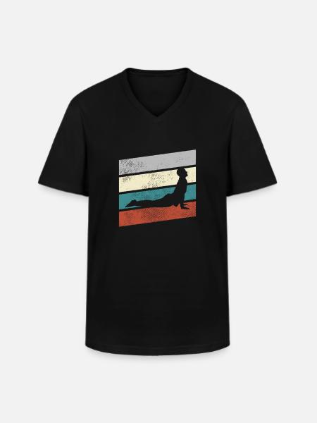 Yoga Retro - Männer-T-Shirt mit V-Ausschnitt - Schwarz