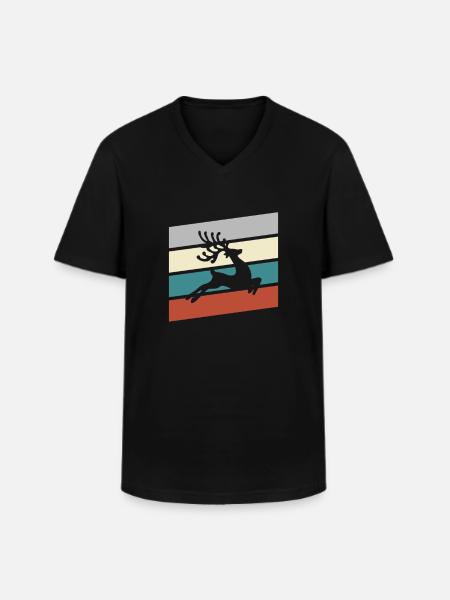 Moose Retro - T-shirt col V Homme - noir