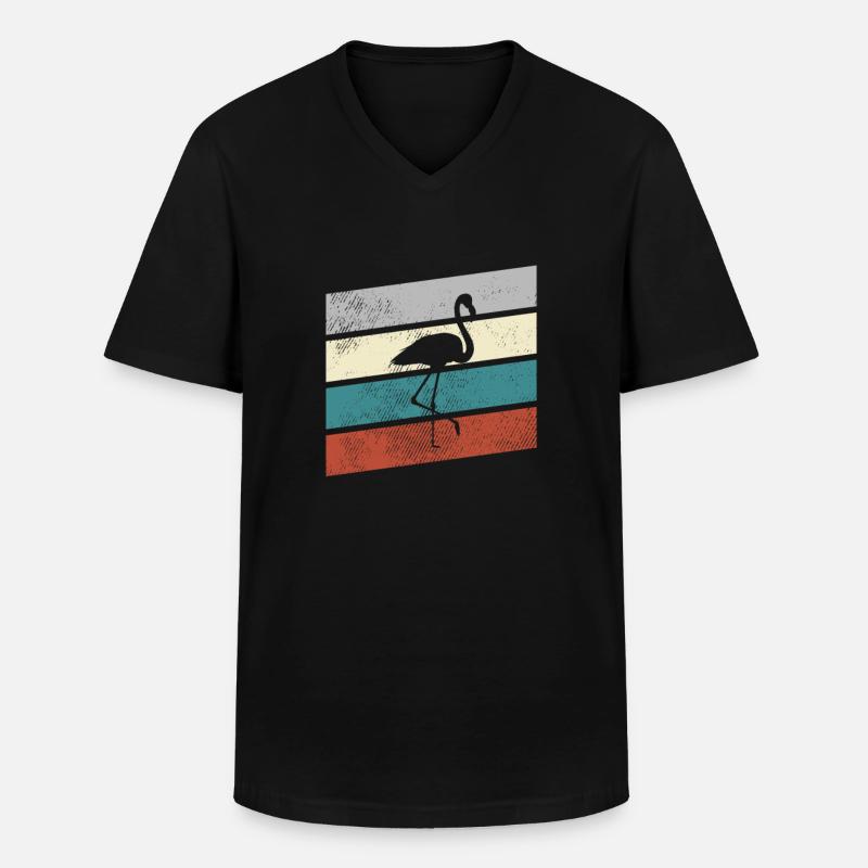 Flamingo Retro - Männer-T-Shirt mit V-Ausschnitt - Schwarz