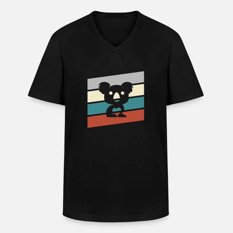 Koala Retro - Männer-T-Shirt mit V-Ausschnitt - Schwarz