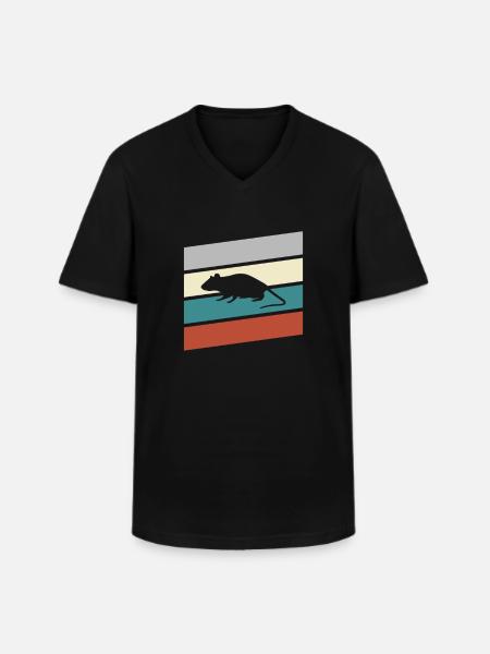 Souris Rétro - T-shirt col V Homme - noir
