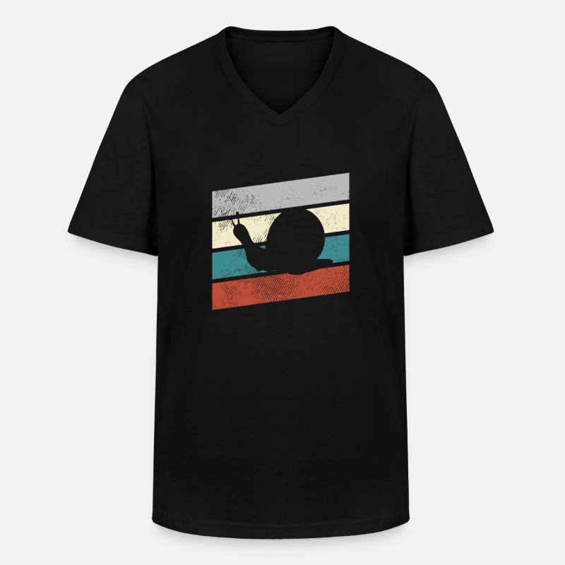 Schnecke Retro - Männer-T-Shirt mit V-Ausschnitt - Schwarz