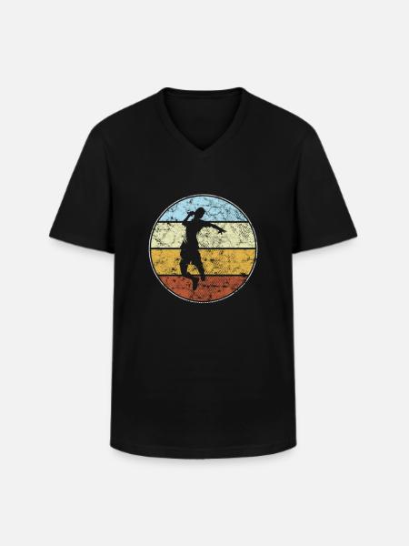 Tennis Rétro - T-shirt col V Homme - noir