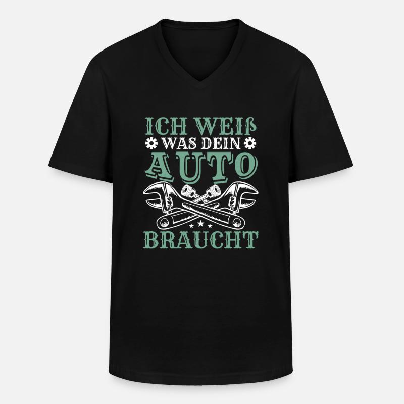 Schrauber Mechaniker Sprüche - Männer-T-Shirt mit V-Ausschnitt - Schwarz