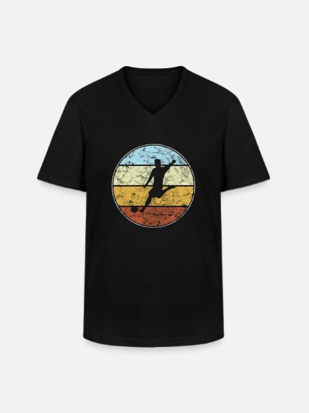 Fußball Retro - Männer-T-Shirt mit V-Ausschnitt - Schwarz