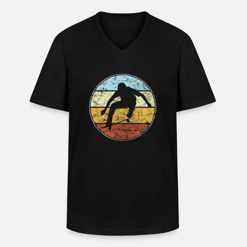 Skating Retro - Männer-T-Shirt mit V-Ausschnitt - Schwarz