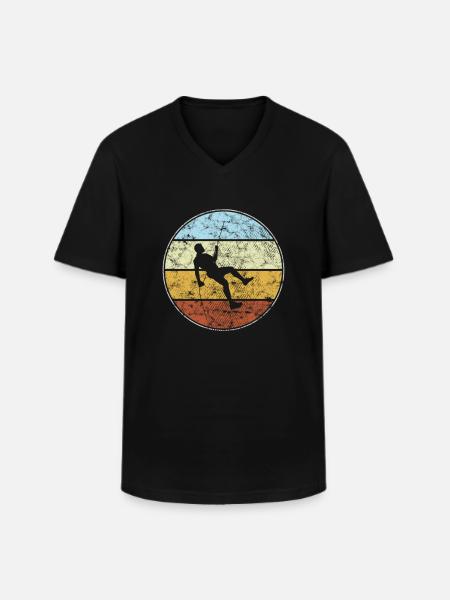 Climbing Retro - Men's V-Neck T-Shirt - black