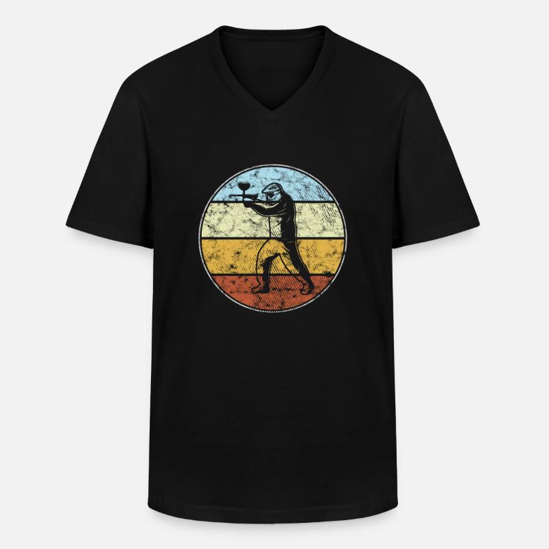 Paintball Retro - Männer-T-Shirt mit V-Ausschnitt - Schwarz