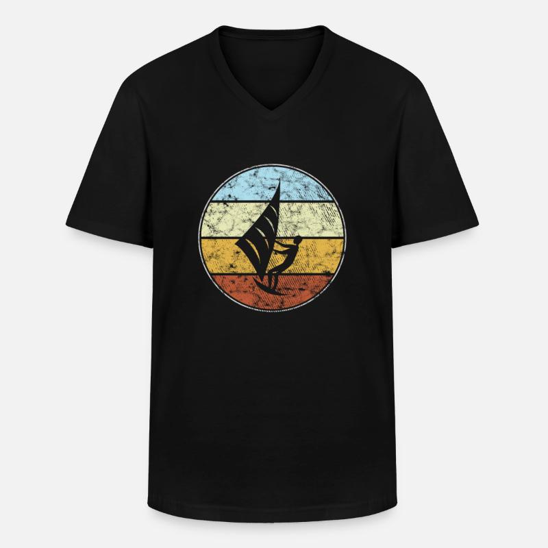 kite surfing retro - Männer-T-Shirt mit V-Ausschnitt - Schwarz