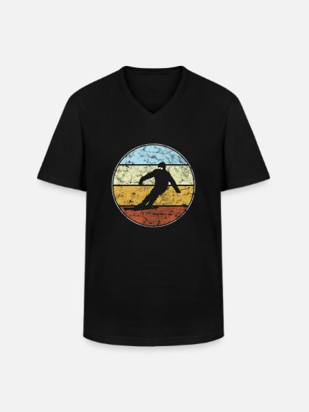Ski retro - Männer-T-Shirt mit V-Ausschnitt - Schwarz