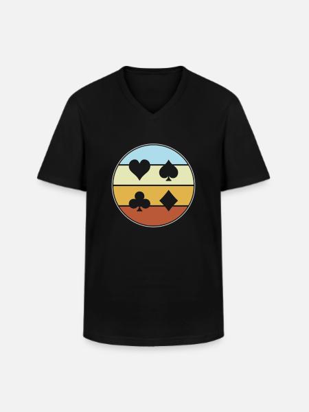 Poker Rétro - T-shirt col V Homme - noir