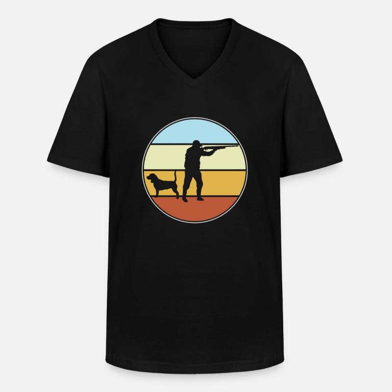 Jäger Retro - Männer-T-Shirt mit V-Ausschnitt - Schwarz