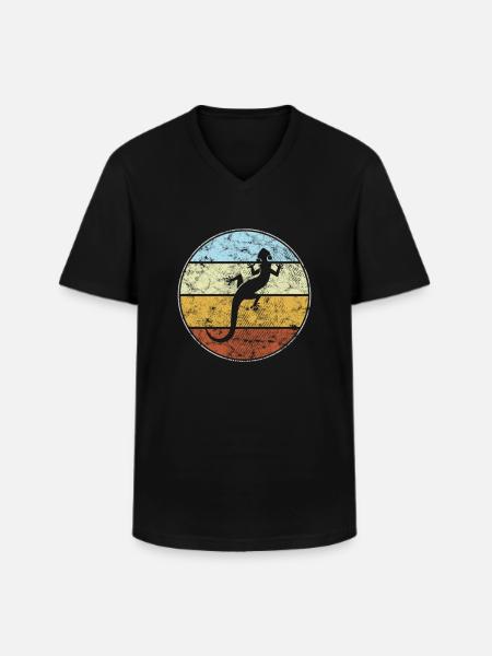 Lizard Retro - Men's V-Neck T-Shirt - black