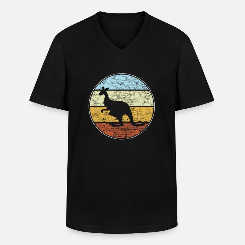 Känguru Retro - Männer-T-Shirt mit V-Ausschnitt - Schwarz