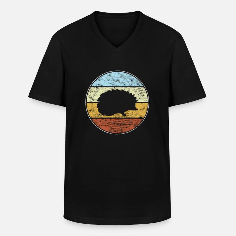 Igel Retro - Männer-T-Shirt mit V-Ausschnitt - Schwarz