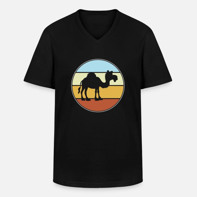 Dromedar Retro - Männer-T-Shirt mit V-Ausschnitt - Schwarz
