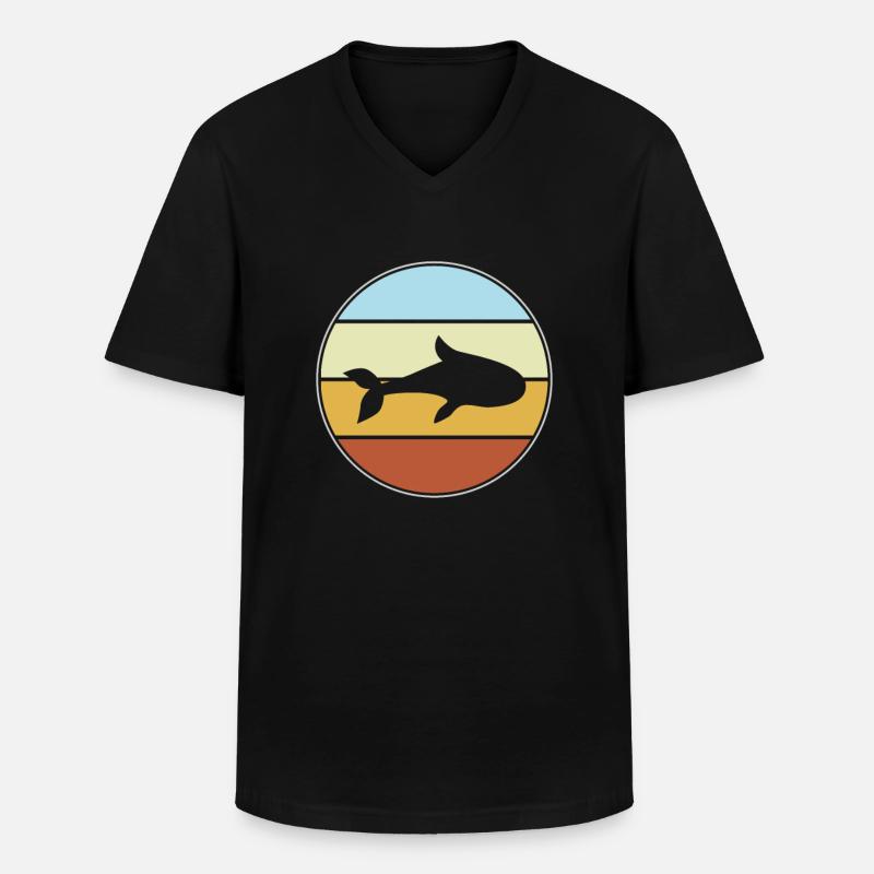 Fisch Retro - Männer-T-Shirt mit V-Ausschnitt - Schwarz