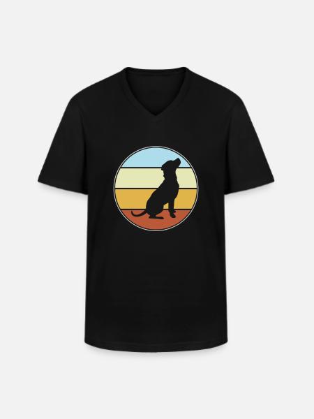 Hund Retro - Männer-T-Shirt mit V-Ausschnitt - Schwarz