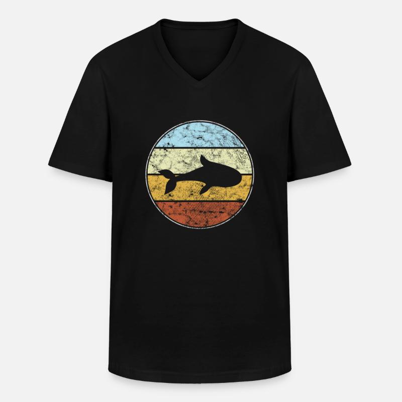 Fisch Retro - Männer-T-Shirt mit V-Ausschnitt - Schwarz
