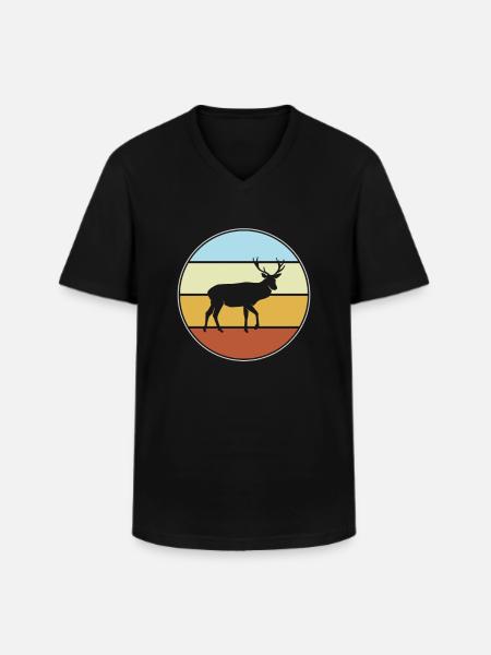 Hirsch Retro - Men's V-Neck T-Shirt - black