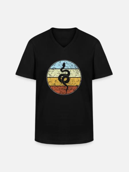 Serpent Rétro - T-shirt col V Homme - noir