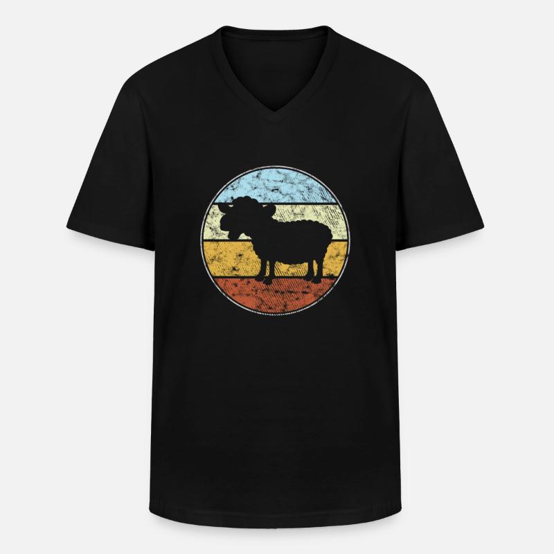 Schaf Retro - Männer-T-Shirt mit V-Ausschnitt - Schwarz