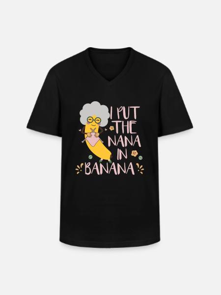 Grand-mère Nana Banane - T-shirt col V Homme - noir