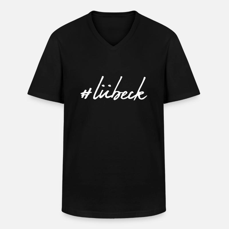 Lübeck - Männer-T-Shirt mit V-Ausschnitt - Schwarz