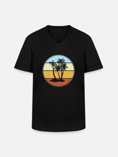 Palm Rétro - T-shirt col V Homme - noir