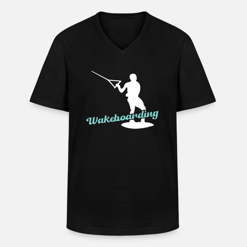 Wakeboarding - Männer-T-Shirt mit V-Ausschnitt - Schwarz