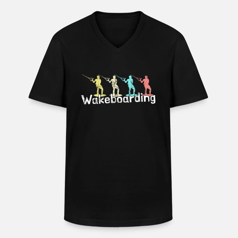 Wakeboarding - Männer-T-Shirt mit V-Ausschnitt - Schwarz