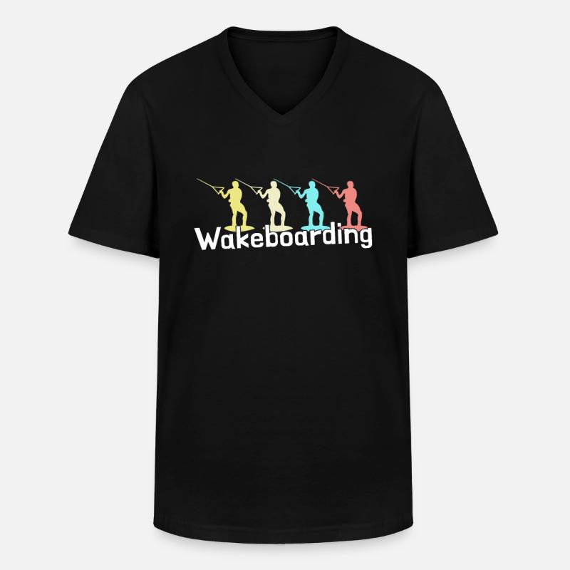 Wakeboarding - Männer-T-Shirt mit V-Ausschnitt - Schwarz