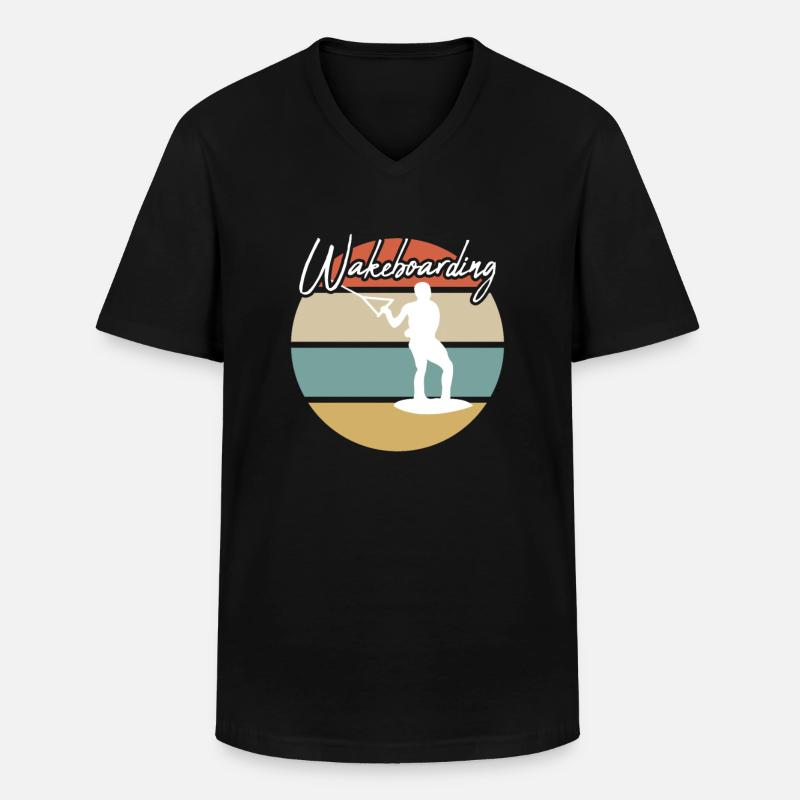 Wakeboarding Retro - Männer-T-Shirt mit V-Ausschnitt - Schwarz
