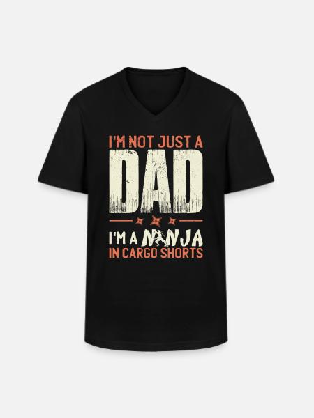 Papa Vaderdag Ninja Grap Papa Grappen Grappig - Klassiek mannen T-shirt met V-hals - zwart