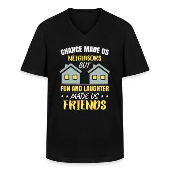 Buurman Vrienden Buurt - Klassiek mannen T-shirt met V-hals - zwart - Voor - AI Model Male 178 dark (178cm)